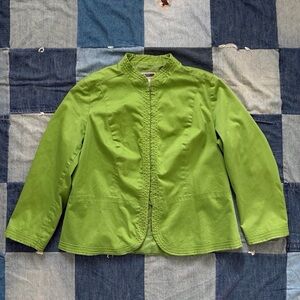 VTG JL studio jessica london hook eye green jacket striped high neck size 16W